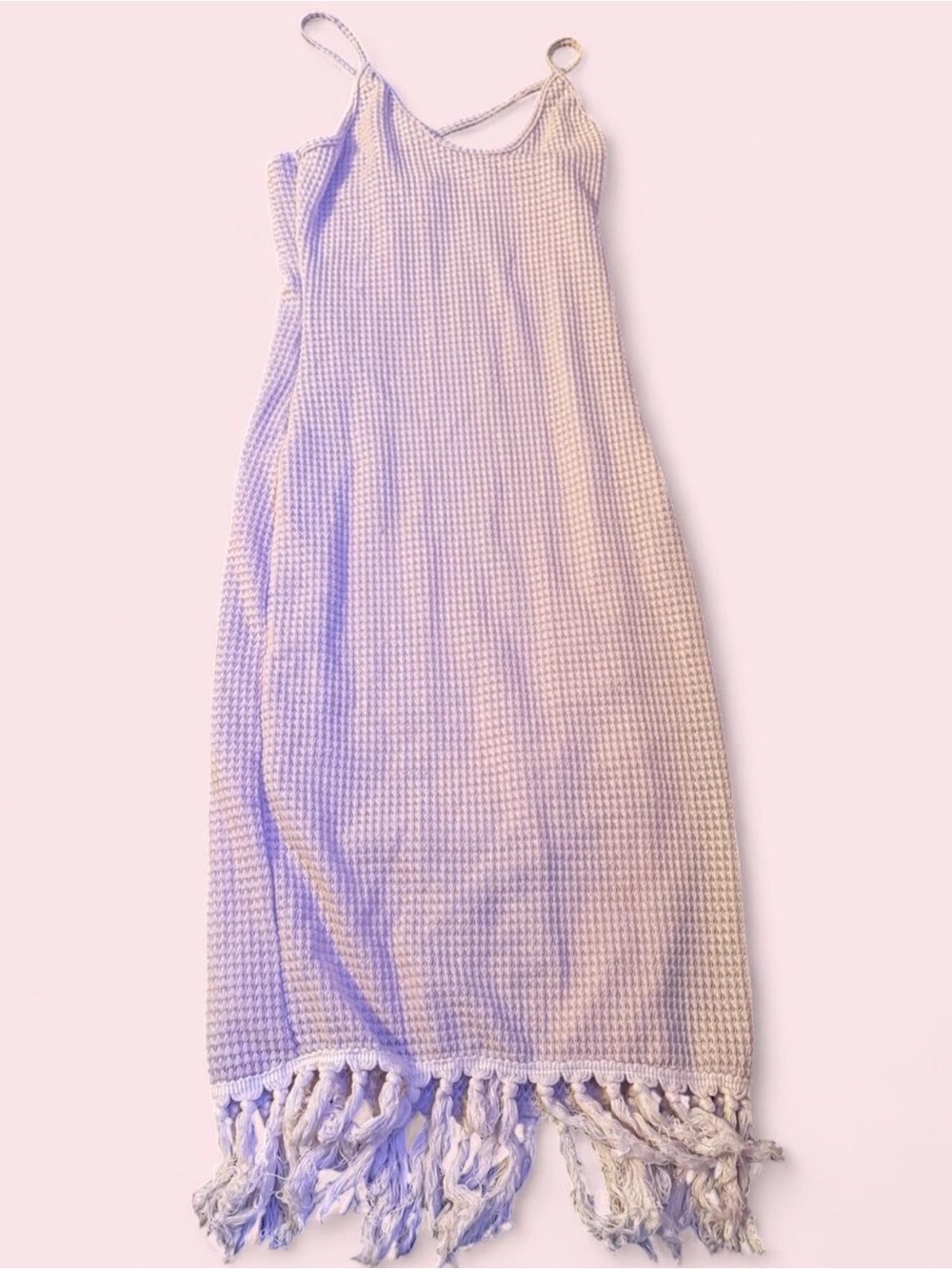 NEVER WORN📢 Vacation cream maxi dress with fringed hem
